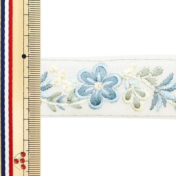 [De la quantité 5] artisanatGarniture "2024 Garniture de broderie indienne Blanc x bleu 3660d"