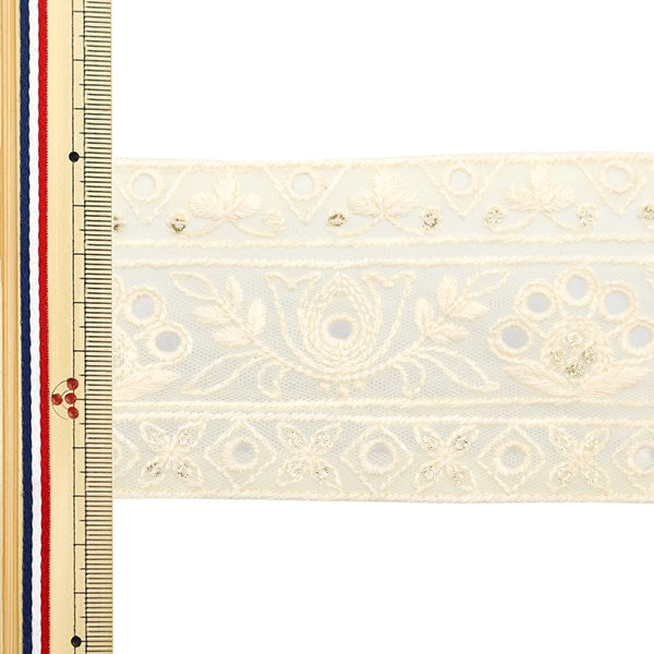 [De la quantité 5] artisanatGarniture "2024 Garniture de broderie indienne Blanc x blanc 3673g"