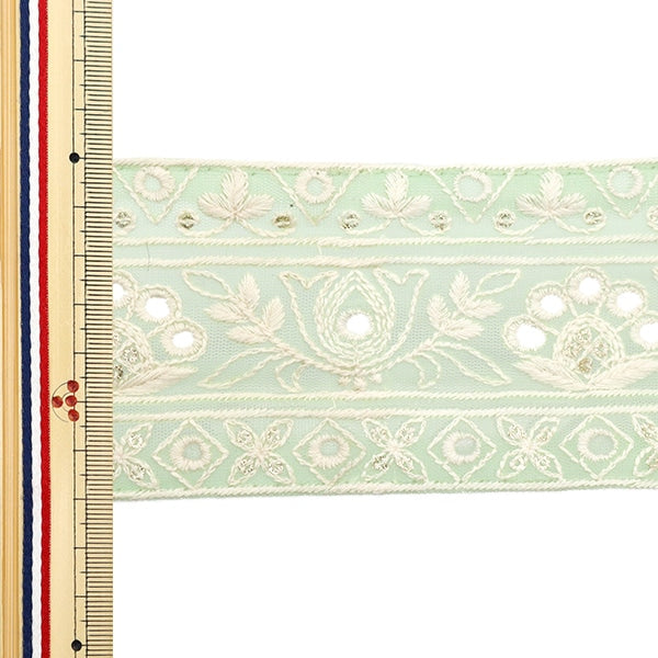 [수량 5에서] 수예브레이드 『2024 인도 자수 브레이드 Green X White 3673i "