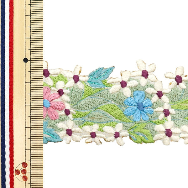 [Dalla quantità 5] artigianatoTrim "2024 Rifiniture per ricamo indiano Beige x blu 3686f"