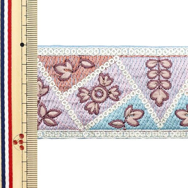 [Dalla quantità 5] artigianatoTrim "2023 Rifiniture per ricamo indiano Grigio x viola 3689d"