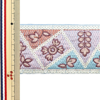 [Dalla quantità 5] artigianatoTrim "2023 Rifiniture per ricamo indiano Grigio x viola 3689d"