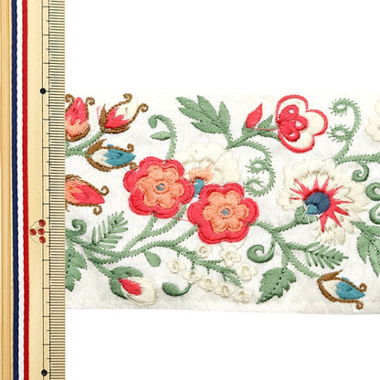 [Из количества 5] ремесленникОтделка "2024 Отделка для индийской вышивки Белый x красный 3736а"