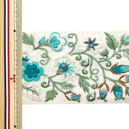 [수량 5에서] 수예브레이드 『2024 인도 자수 브레이드 White X Green 3736C]