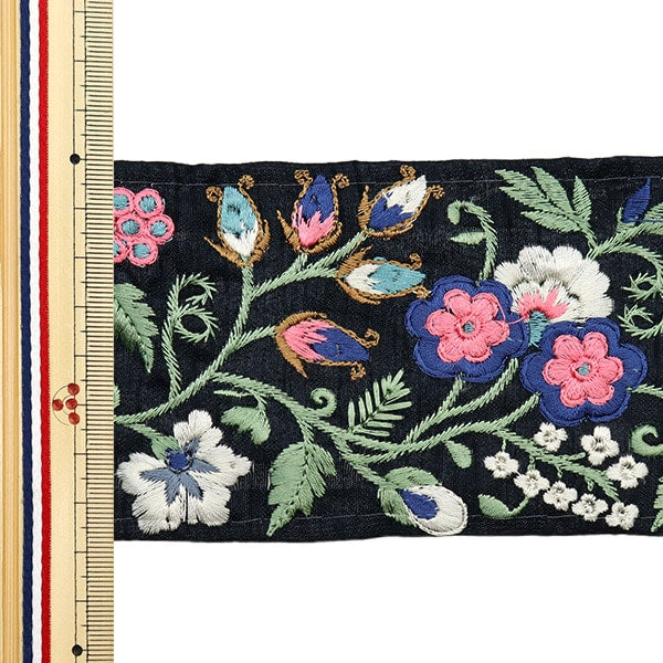 [수량 5에서] 수예브레이드 『2024 인도 자수 브레이드 블랙 x 블루 3736f]