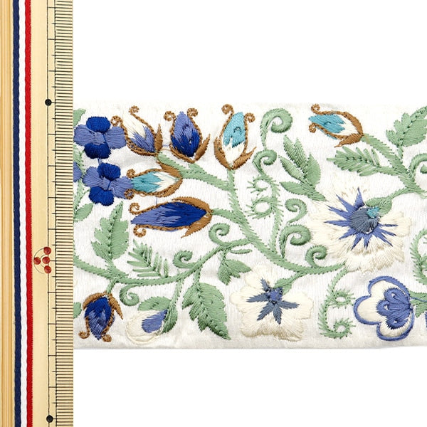 [Dalla quantità 5] artigianatoTrim "2024 Rifiniture per ricamo indiano Bianco x blu 3736s"