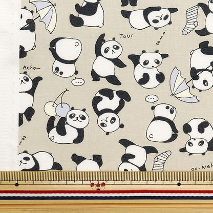 [From quantity 5] Fabric 『Sheeting Colorful canvas panda pattern beige cocan-pand-be] KOKKA