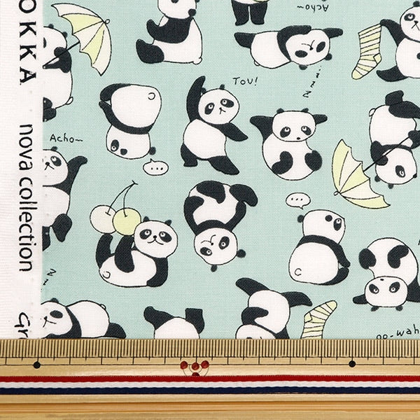 [De quantité 5] tissu "feuille de feuille colorée panda motif de panda mint vert cocan-pand-mi" kokka cocka