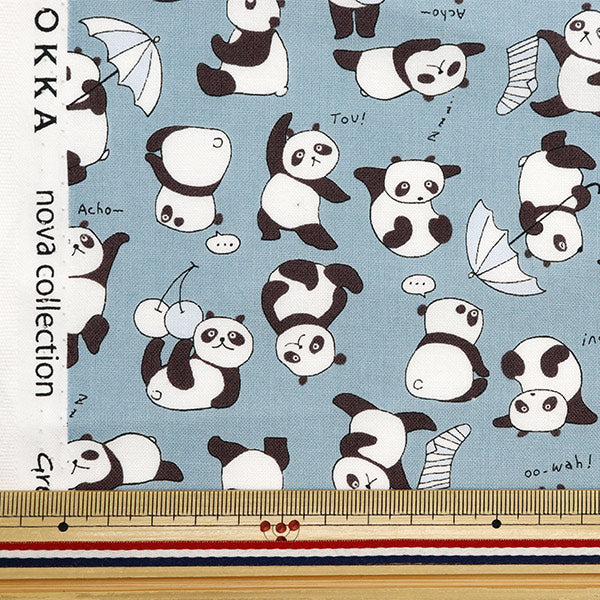 [De quantité 5] tissu "feuille de toile colorée panda motif de panda bleu gris cocan-pand-bg" kokka cocka