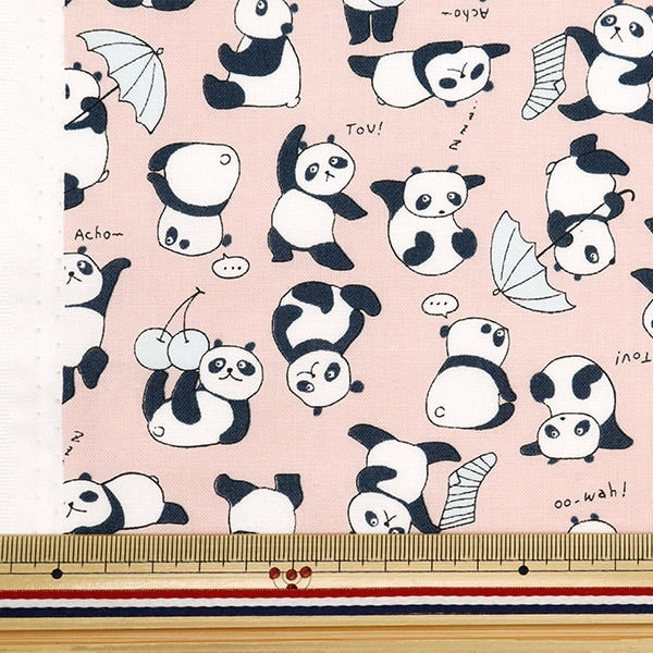 [De la quantité 5] tissu "feuille de toile colorée motif panda motif rose cocan-pand-pk" kokka kokka