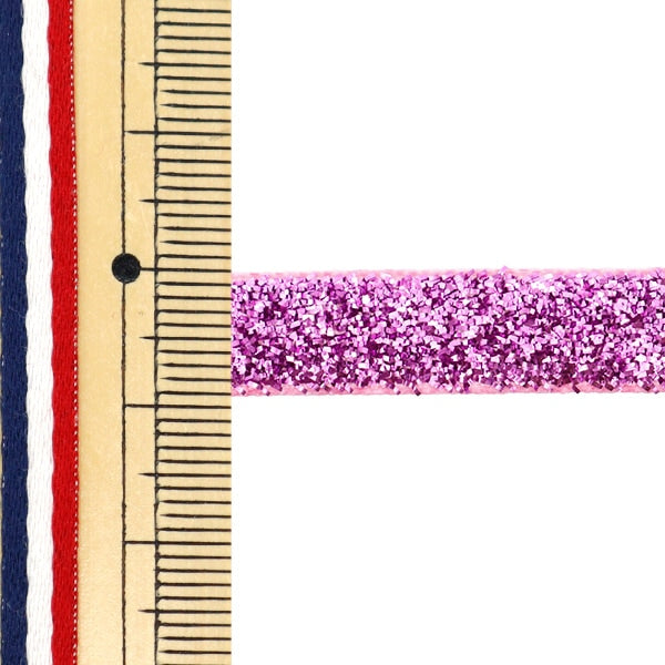 リボン 『1反売り ラメリボン 幅約9mm×約3m巻 ピンク 0680B-14