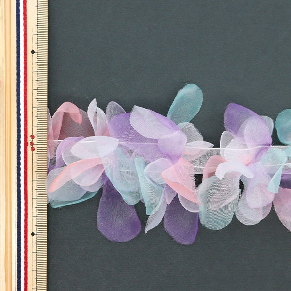 [수량 5에서] 브레이드 "꽃 모티프 테이프 믹스 보라색 FMC-3-MPP"