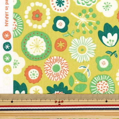 [From quantity 5] Fabric 『Scare Print Scandinavian flower pattern green SQ35901-3D]