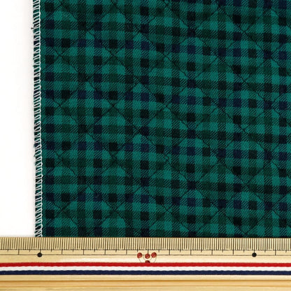 織物 “ Twill Quilt Basic Gingham 剪布 大約105 x 50cm綠色X黑色CQ88320-4-3]