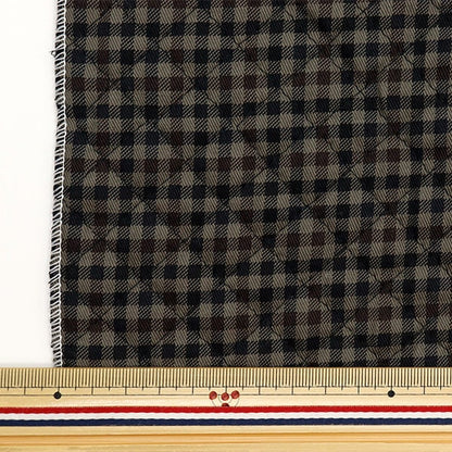 Fabric "Twill quilt basic gingham Cut Cloth Approximately 105 x 50cm Brown x Black CQ88320-4-4]