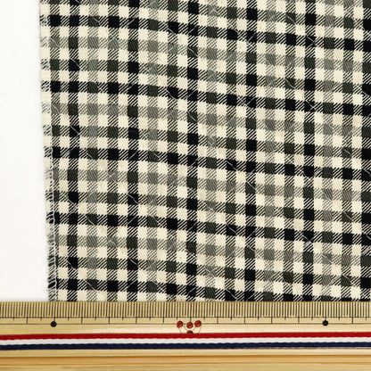 Tissu "Twill Kilt Basic Gingham Cut Cross Environ 105 x 50cm noir X Off White CQ88320-4-6"