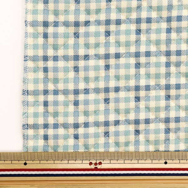 Tissu "Twill Kilt Basic Gingham Cut Cross Environ 105 x 50cm bleu x Off White CQ88320-4-7"