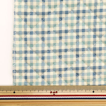 천・원단 "Twill Quilt Basic Gingham 컷 천 약 105 x 50cm 블루 x 끄기 흰색 CQ88320-4-7]