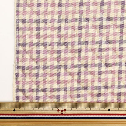 織物 “ Twill Quilt Basic Gingham 剪布 大約105 x 50厘米薰衣草X非白色CQ88320-4-8]