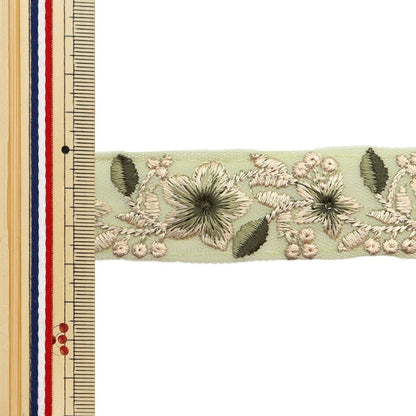 [Aus Menge 5] HandwerkBesätze 『2022 Indischer Stickereibesatz Grün x Grün 45124e "