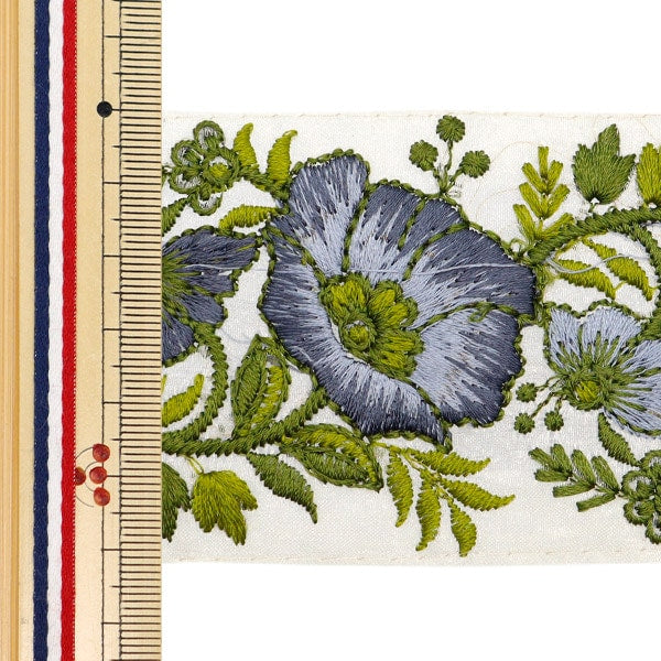 [Aus Menge 5] HandwerkBesätze 『2022 Indischer Stickereibesatz Weißer X Blue 135J]