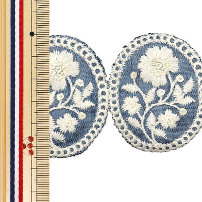 [Aus Menge 5] HandwerkBesätze 『2022 Indischer Stickereibesatz Blau x Beige 136c]