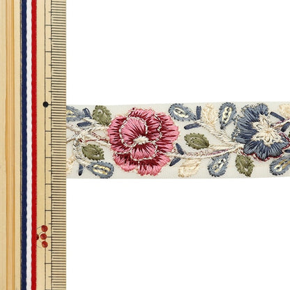 [Aus Menge 5] HandwerkBesätze 『2023 Indischer Stickereibesatz Beige x Pink X Blue 357E]