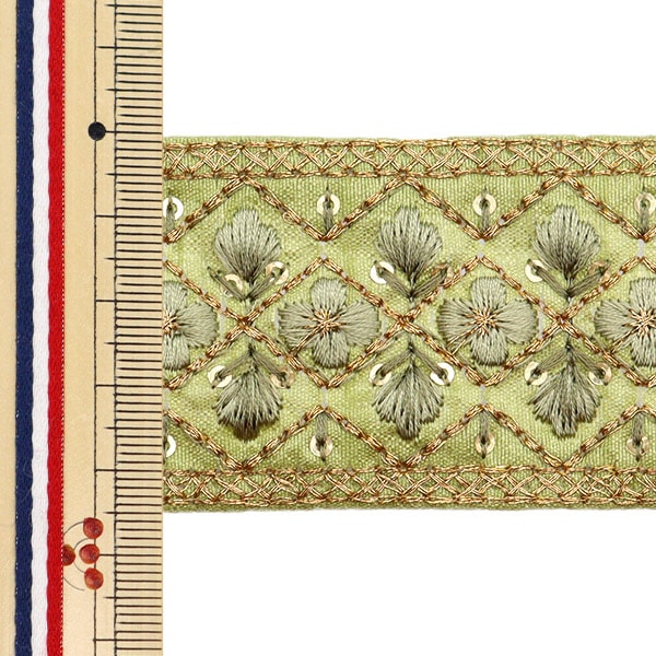 [Aus Menge 5] HandwerkBesätze 『2023 Indischer Stickereibesatz Grün x grün 142#2 "