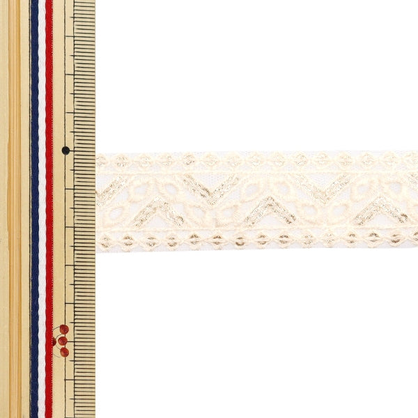 [Aus Menge 5] HandwerkBesätze 『2023 Indischer Stickereibesatz Weiß x weiß 2031a]