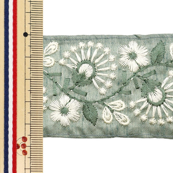 [Aus Menge 5] HandwerkBesätze 『2023 Indischer Stickereibesatz Grün x Grün 2210L]