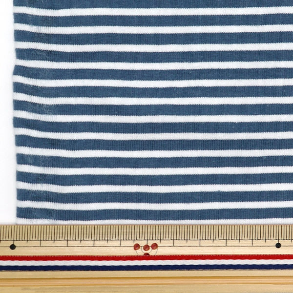 [De la cantidad 5] Fabric "Domotex Jersey Marine Fine Blue X White Domo-Bor-1"