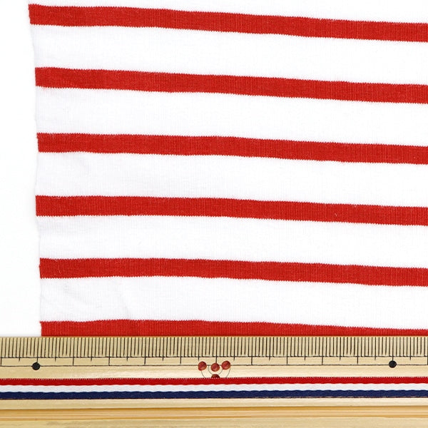 [Aus Quantität 5] Fabric "Domotex Jersey Marine Dick Red X White Domo-Bor-6"