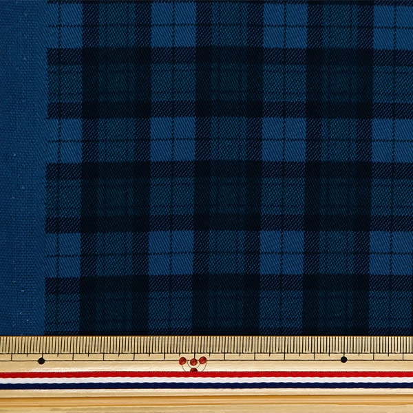 [De la quantité 5] tissu "Twill Basic Check Blue Yu88320-1-B"