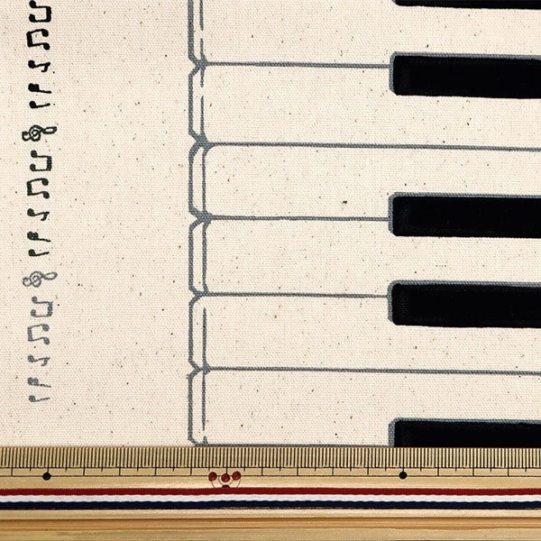 [From quantity 5] Fabric 『Oxford Keyboard pattern cream AP35808-b]