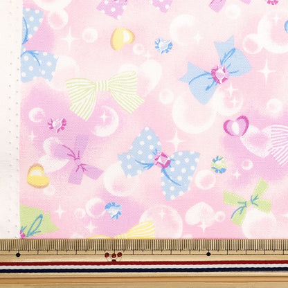 [From quantity 5] Fabric 『Oxford Favorite series bubbleRibbon Pink MOWF-156P]