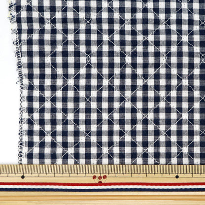 [De la cantidad 5] Fabric "Teñido Gingham Acolchado durante el azul marino Q-Co-Gim-NV"