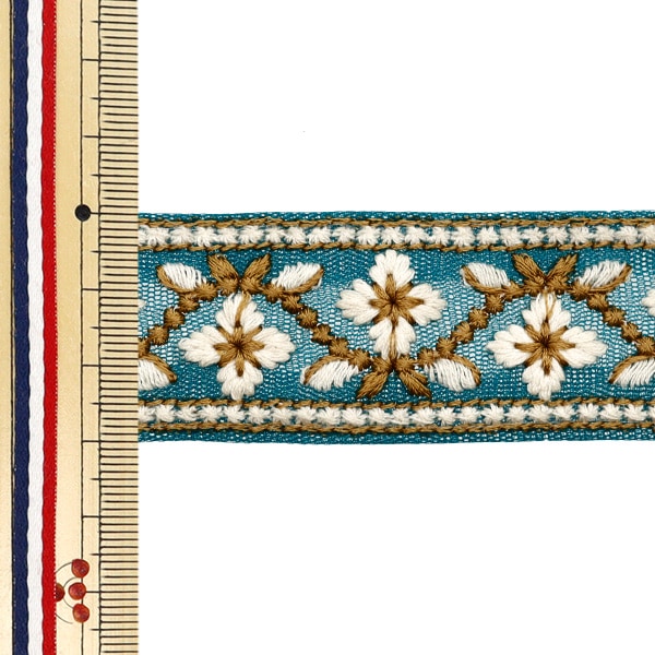 [Aus Menge 5] HandwerkBesätze 『2023 Indischer Stickereibesatz Grün x weiß 2057b]