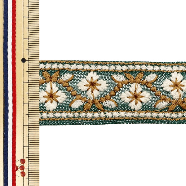 [Aus Menge 5] HandwerkBesätze 『2023 Indischer Stickereibesatz Grüne x weiß 2057d]