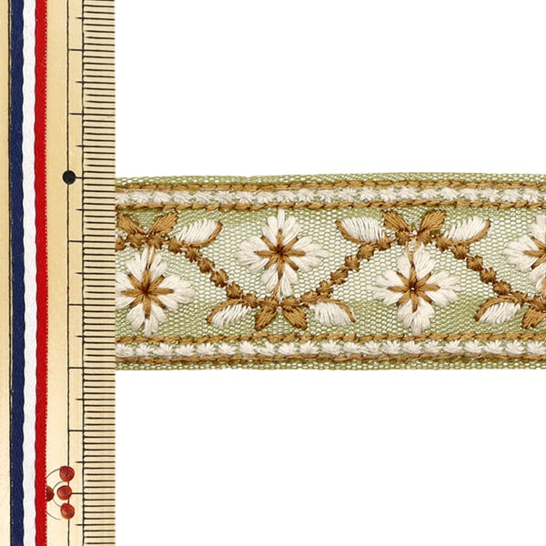 [Aus Menge 5] HandwerkBesätze 『2023 Indischer Stickereibesatz Grün x weiß 2057e]