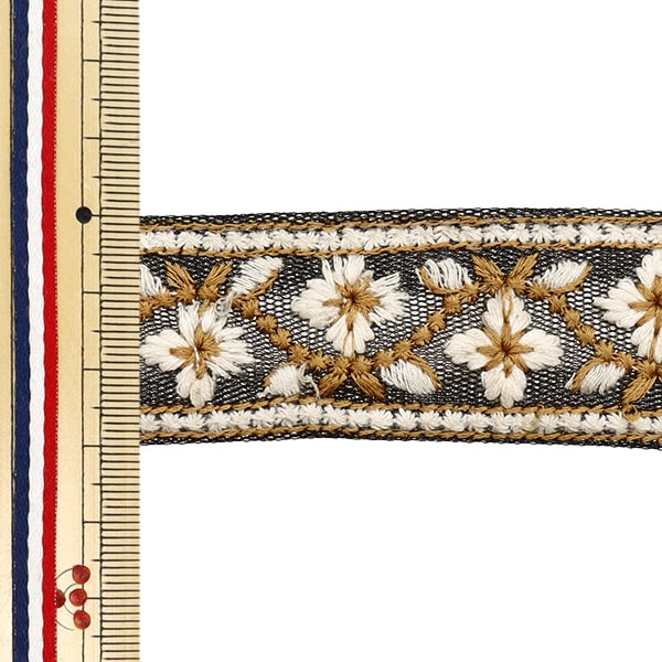 [Aus Menge 5] HandwerkBesätze 『2023 Indischer Stickereibesatz Schwarz x weiß 2057f]