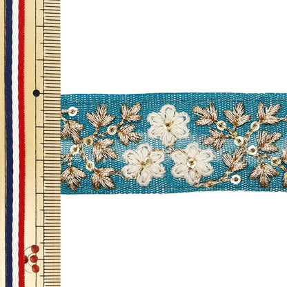 [Из количества 5] ремесленникОтделка "2023 Отделка для индийской вышивки Зеленый х белый 2058e"