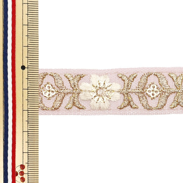 [Aus Menge 5] HandwerkBesätze 『2023 Indischer Stickereibesatz Pink X White 2069J]