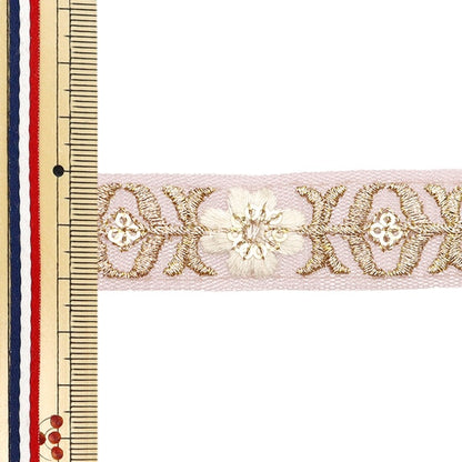 [Aus Menge 5] HandwerkBesätze 『2023 Indischer Stickereibesatz Pink X White 2069J]