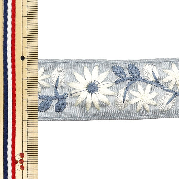 [Aus Menge 5] HandwerkBesätze 『2023 Indischer Stickereibesatz Grau x grau 2212b]