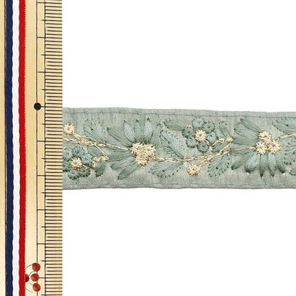 [Aus Menge 5] HandwerkBesätze 『2023 Indischer Stickereibesatz Grün x Grün 2215a]