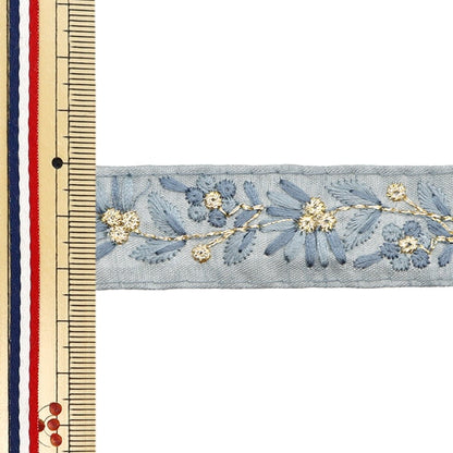 [Aus Menge 5] HandwerkBesätze 『2023 Indischer Stickereibesatz Grau x grau 2215b]