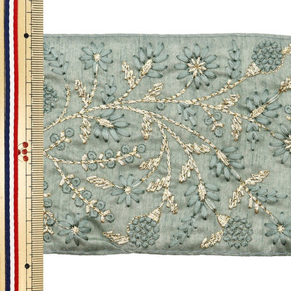 【数量5から】 手芸ブレード 『2023 インド刺繍ブレード グリーン×グリーン 2217E』