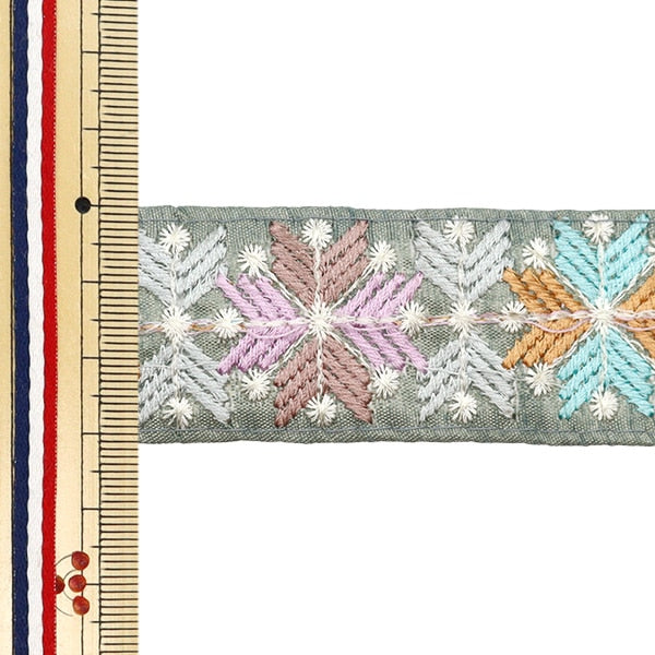 [Aus Menge 5] HandwerkBesätze 『2023 Indischer Stickereibesatz Grün x lila 2233p]