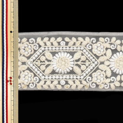 [Aus Menge 5] HandwerkBesätze 『2023 Indischer Stickereibesatz Weiß X White 3136b]