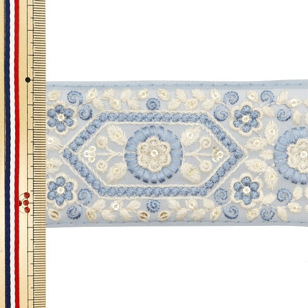 [Aus Menge 5] HandwerkBesätze 『2023 Indischer Stickereibesatz Blue X Blue 3136e "